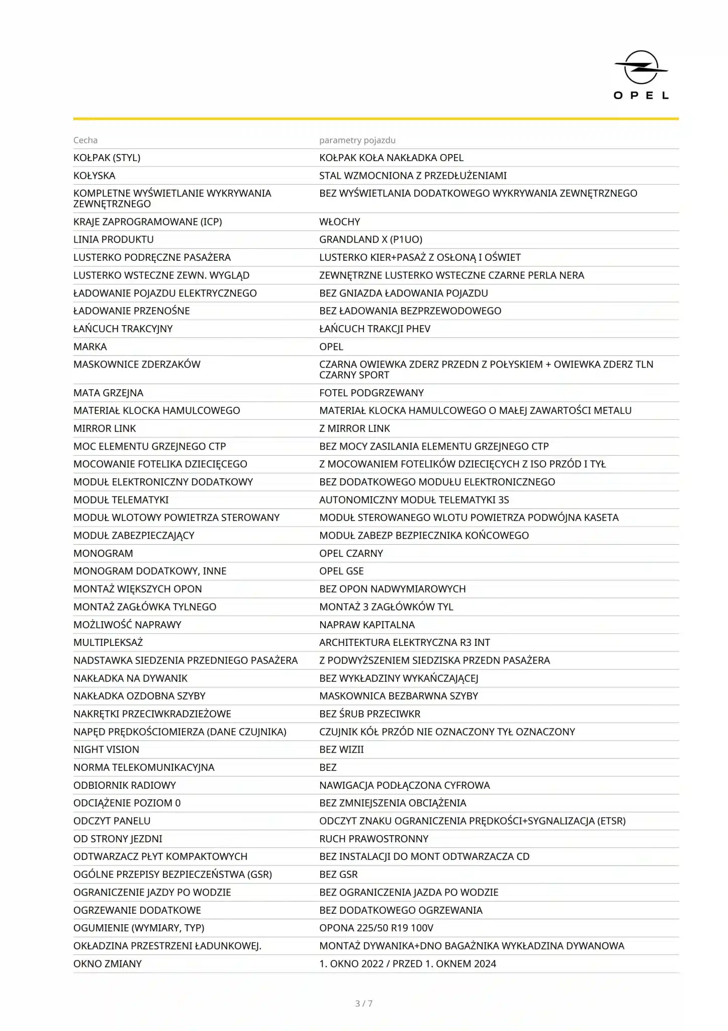 Dekoder wyposażenia Opel po VIN - pełna specyfikacja w PDF